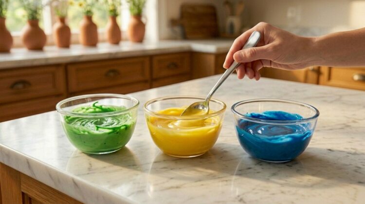 Passo 6 - Colorir as ganache com as cores do Brasil