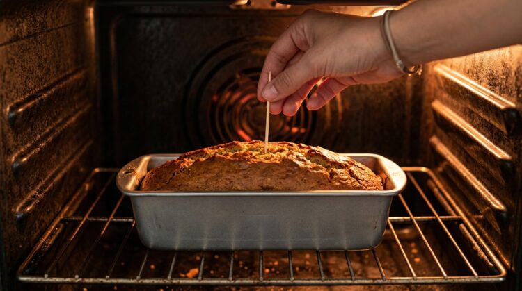 Passo 8 - Leve ao forno por cerca de 60 a 90 minutos. O tempo pode variar conforme o forno utilizado. Para verificar o ponto, espete um palito no centro do bolo; se sair limpo, está pronto.