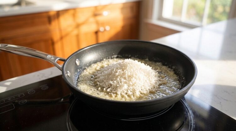 Passo 1 - Adicion ar os ingredientes da cocada na frigideira