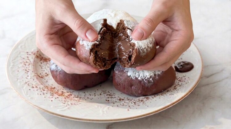 Servir o doce bombinha de chocolate