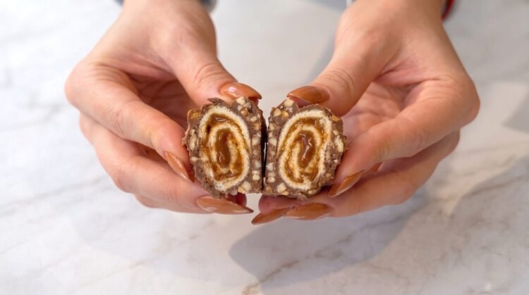 Servir o enroladinho de chocolate fit