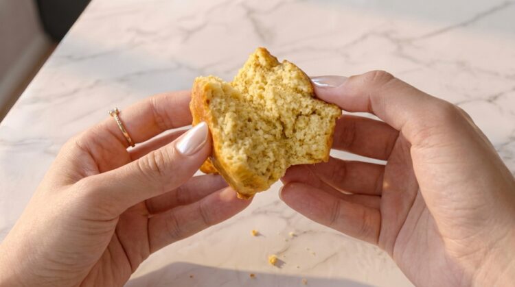 Textura macia de um pão de mandioquinha sem açúcar