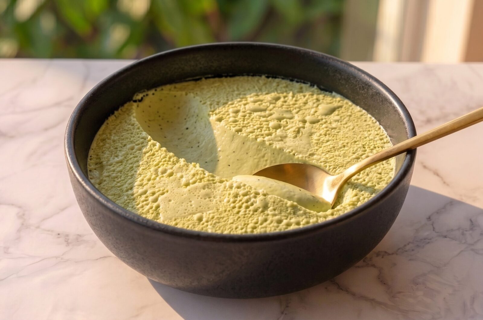 Mousse de pistache cremosa (Namelaka)