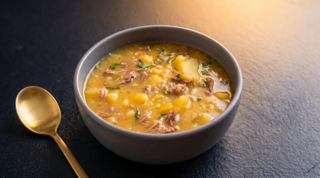 Sopa de mandioca com carne