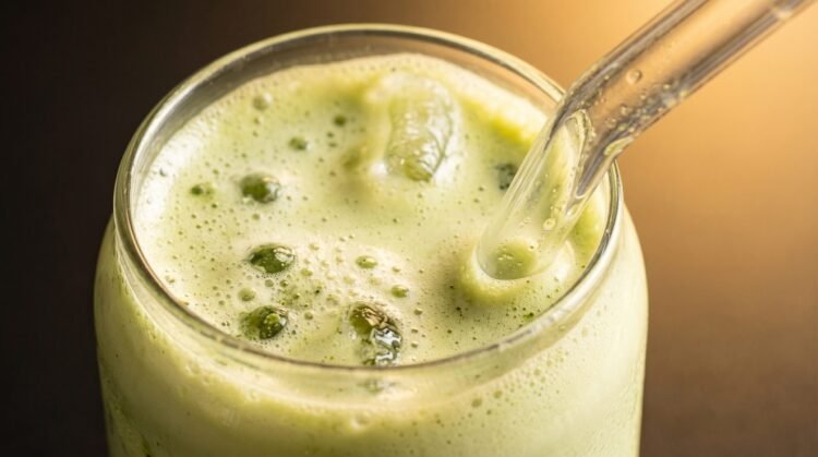 Resultado de como fica o matcha proteico