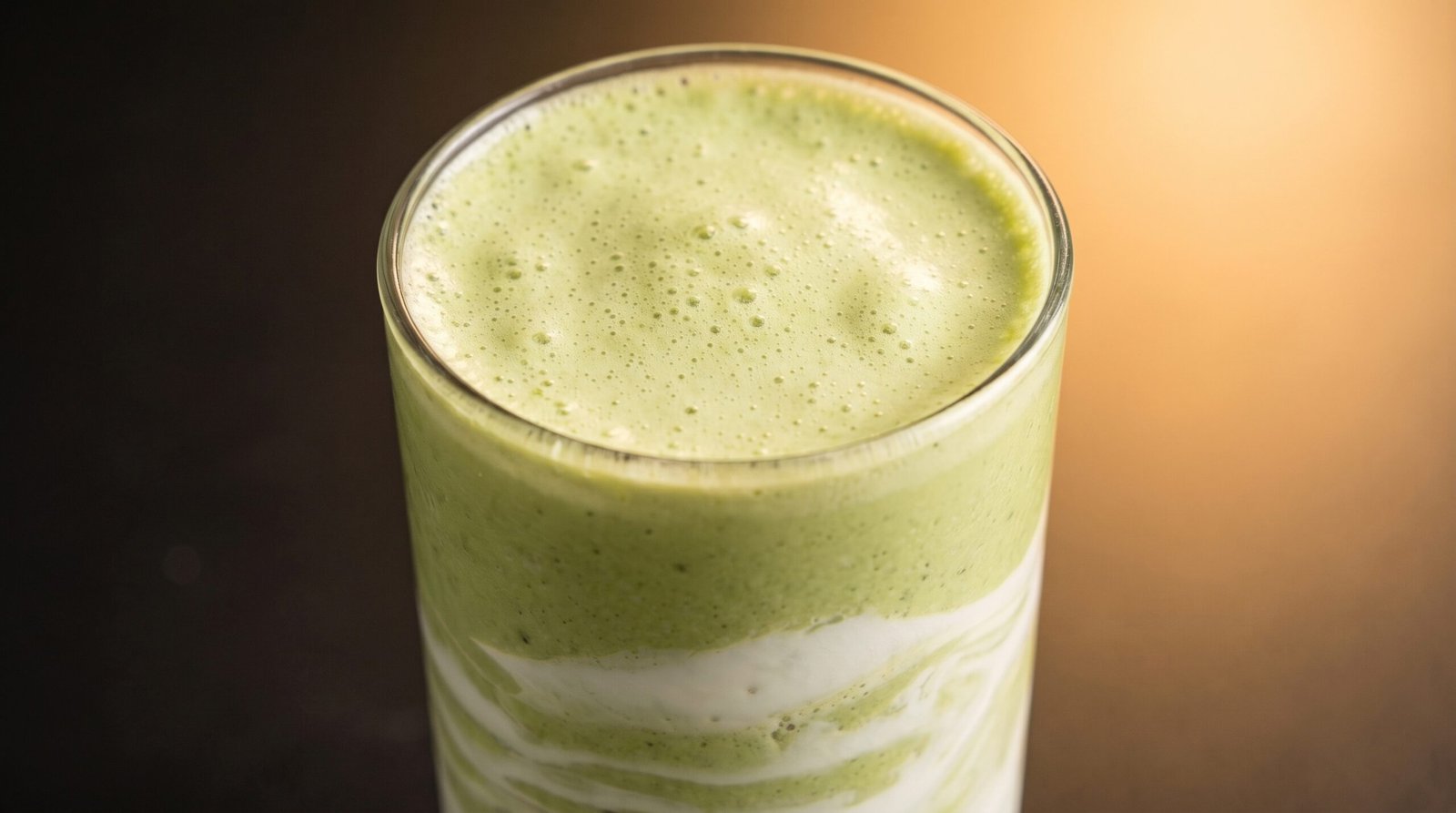Resultado do Smoothie proteico de matcha e banana