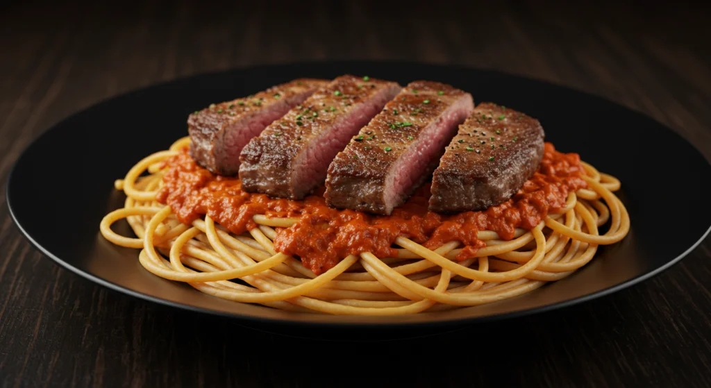 Macarrão com Filé Mignon ao Molho