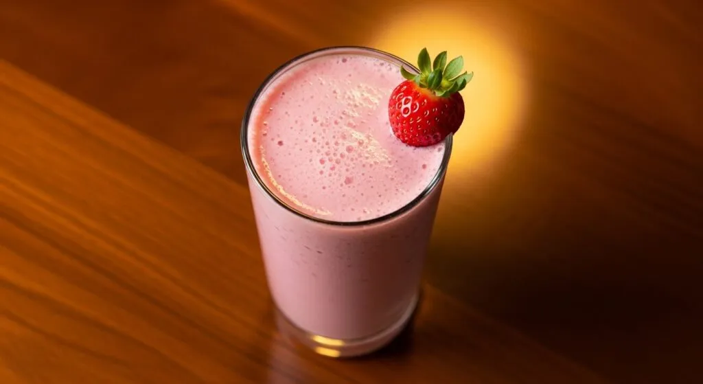 Receita shake protéico com morango