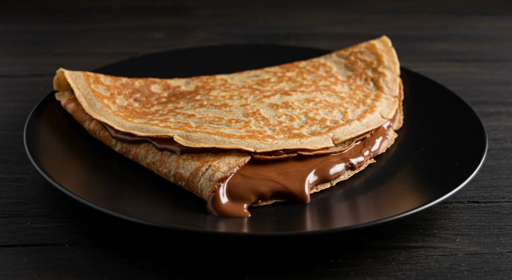 Crepe de chocolate com muito recheio