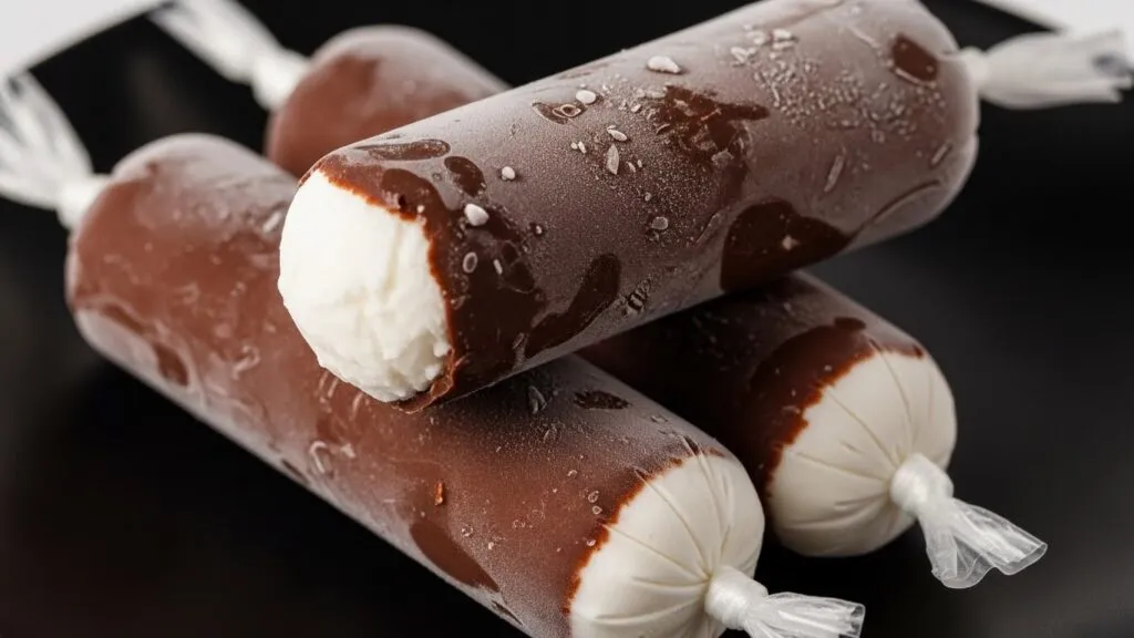 Geladinho de coco fit com casca de chocolate