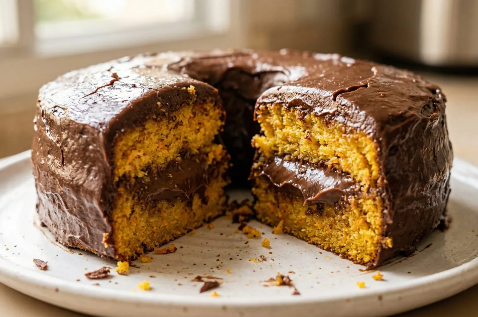Bolo de cenoura recheado com brigadeiro