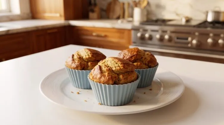 Bolinho de maçã para bebês em plano aberto