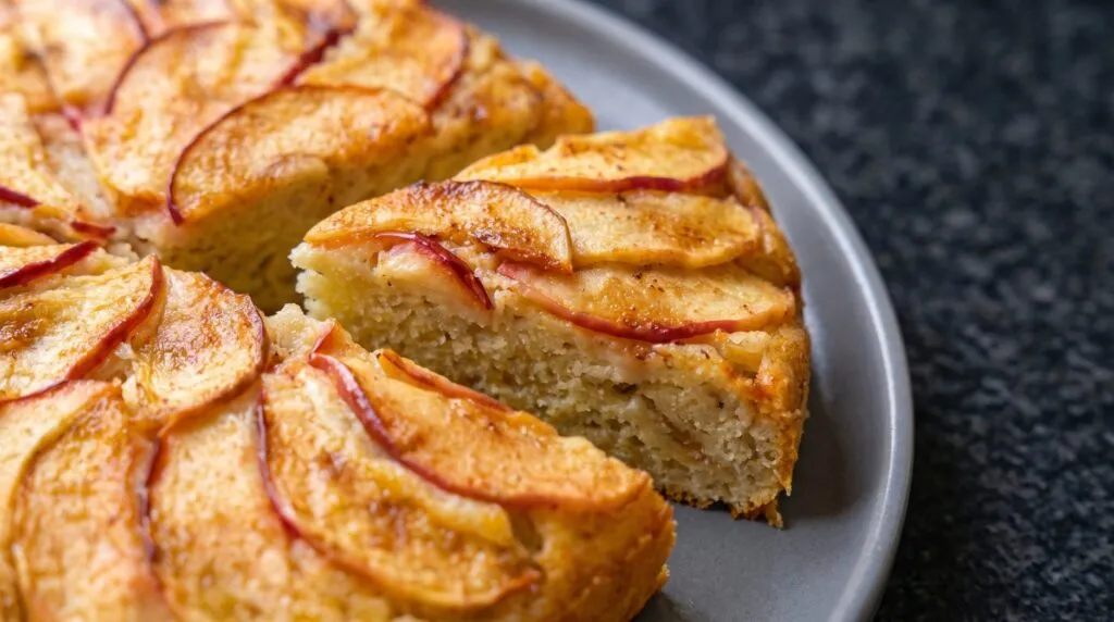 Bolo de maçã vegano servido
