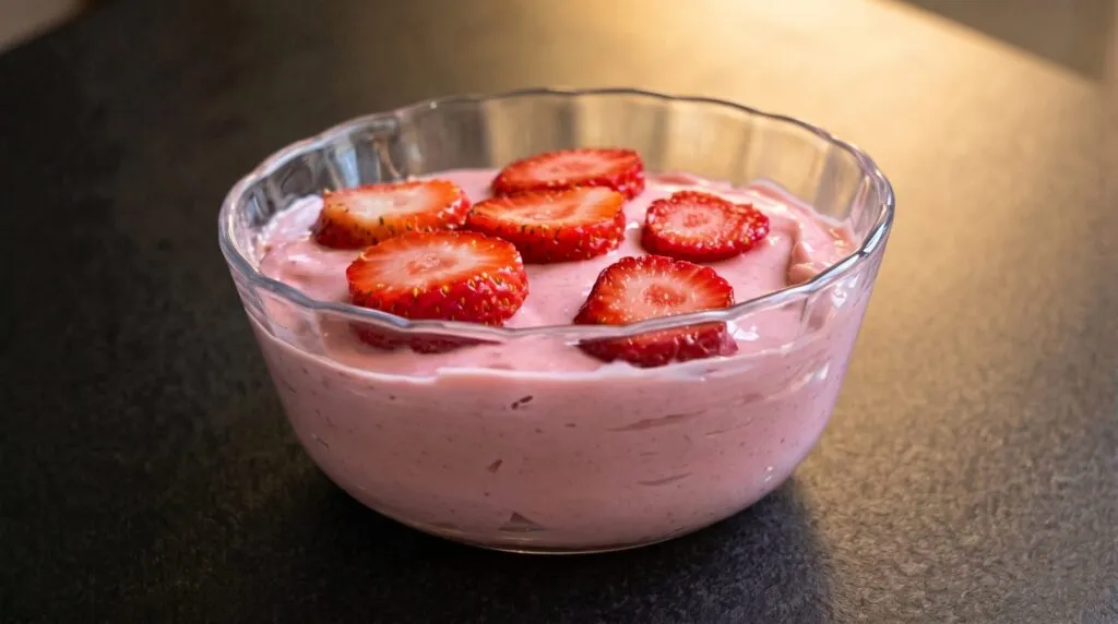 Mousse proteico de morango